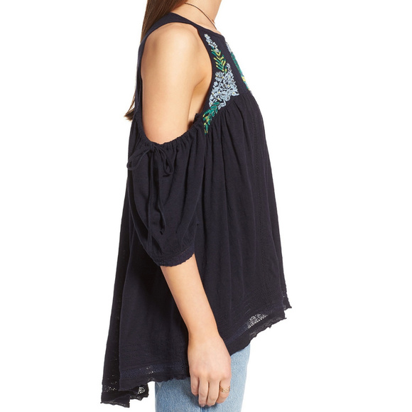 Fast Times Embroidered Cotton Cold Shoulder Top XS - Picture 7 of 7